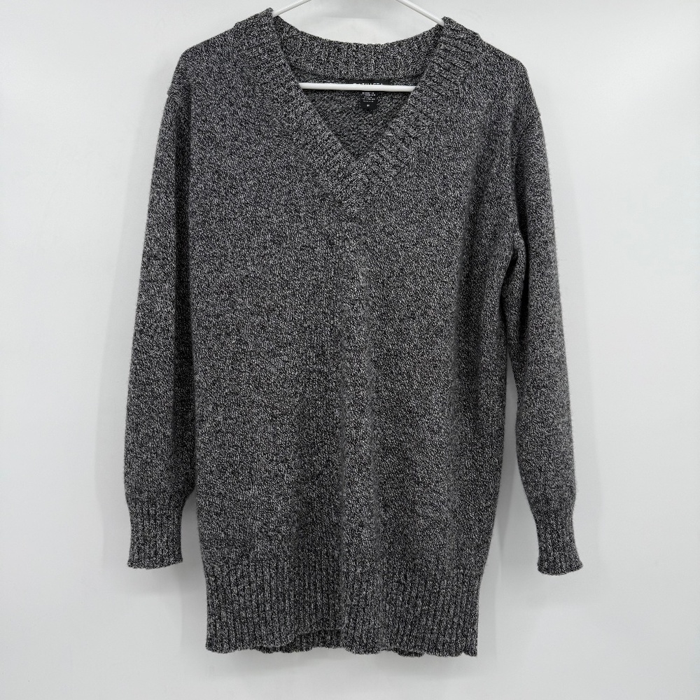 Athleta Sweater Women Medium Heather Black Vital Wool Cashmere VNeck Long Sleeve